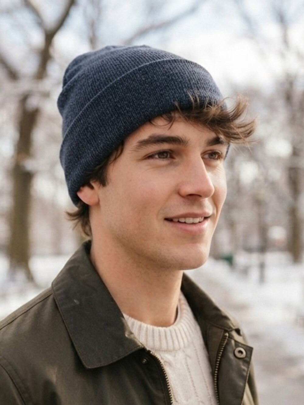 Old Navy Dark Blue Heathered Ribbed Knit Beanie Hat Unisex One Size NWOT